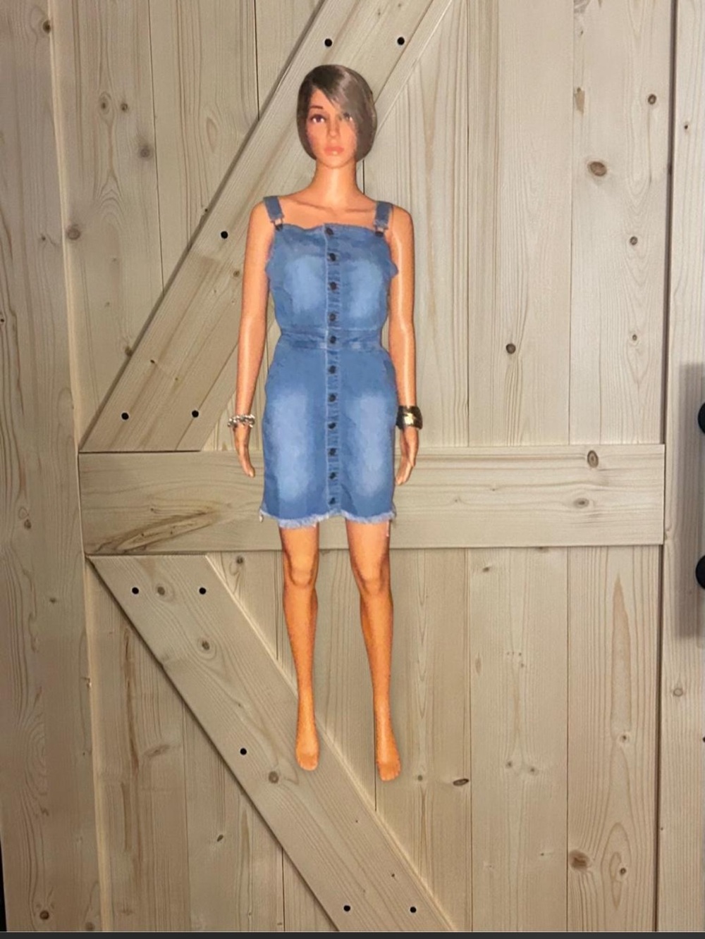 Wax Jean Light Blue Denim Button-Front Mini Dress